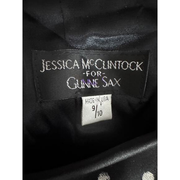 Jessica McClintock Gunne Sax Black Satin Strapless Polka Dot Party Dress 9/10 - Picture 6 of 8